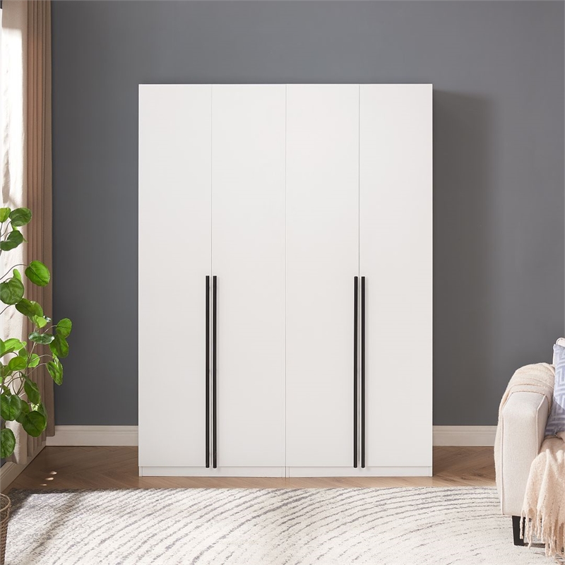 Lee 2-Piece Module Wardrobe 2.0 & 3.0 Closet made from Engineered Wood in White