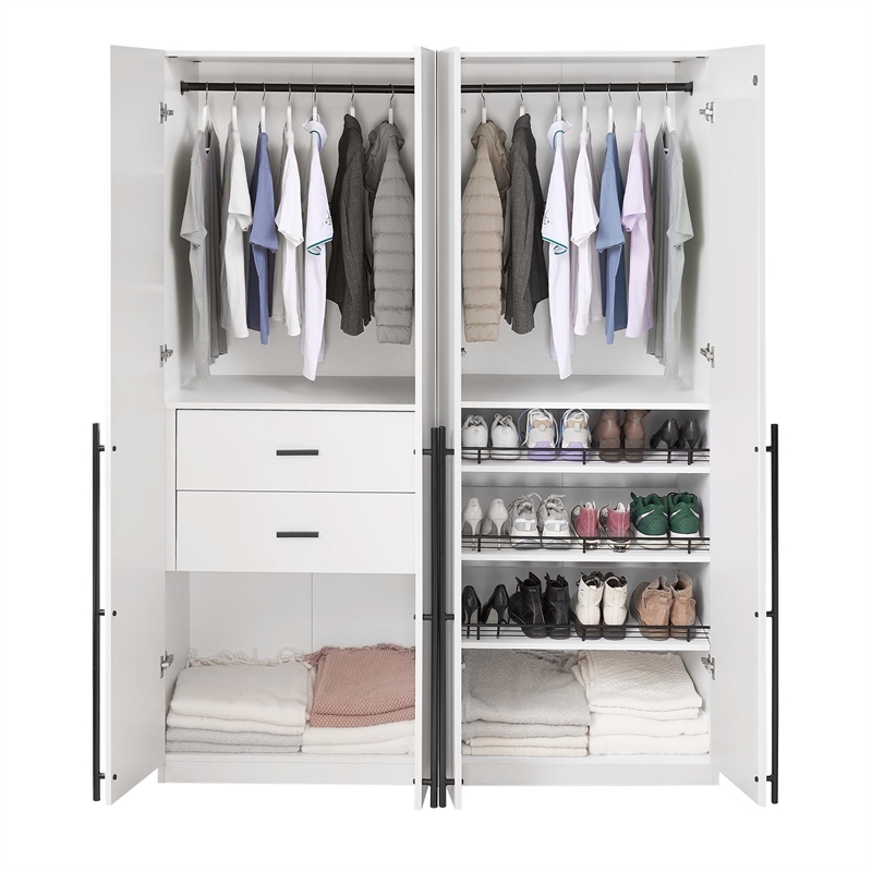 Lee 2-Piece Module Wardrobe 2.0 & 3.0 Closet made from Engineered Wood in White