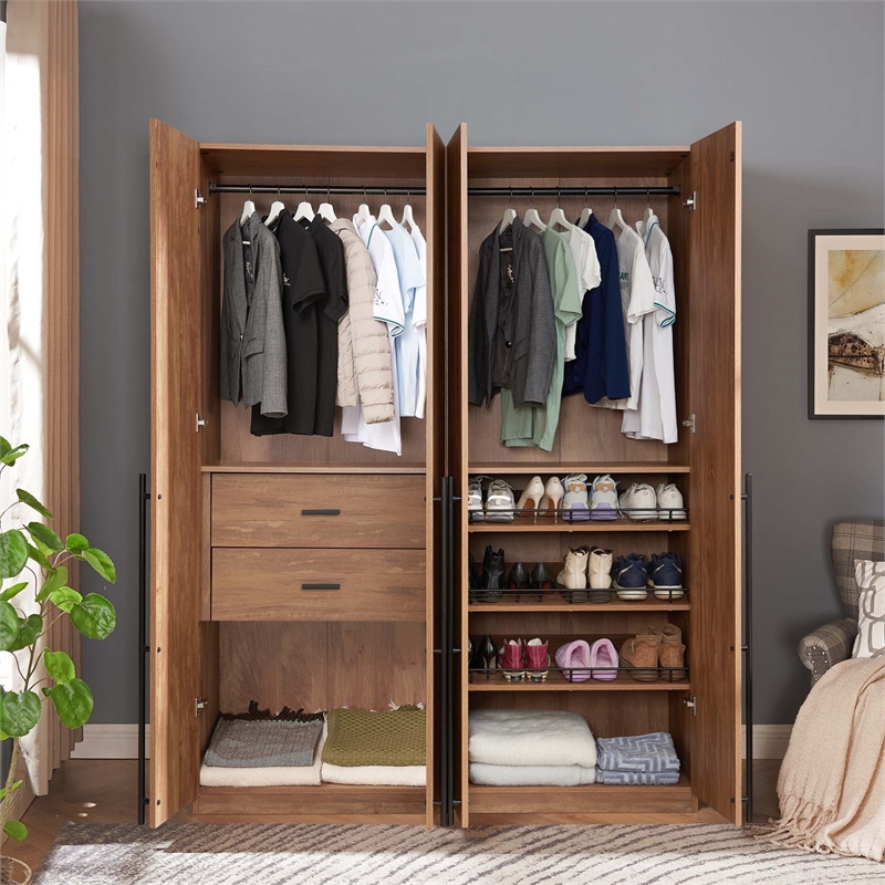 Lee 2-Piece Module Wardrobe 2.0 & 3.0 Closet made from Engineered Wood in Brown