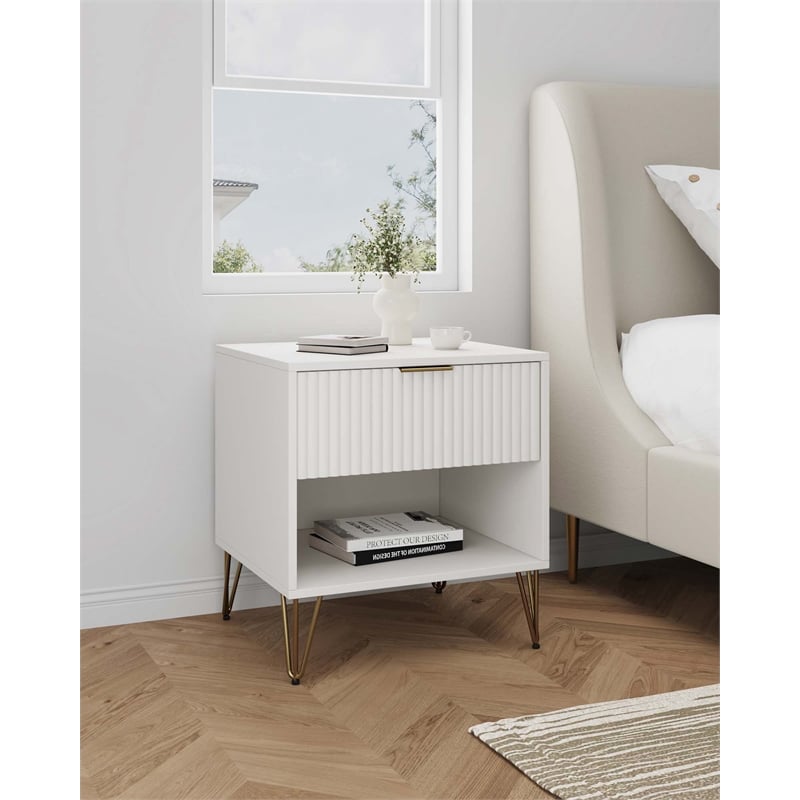 Manhattan Comfort DUMBO 1.0 Nightstand made from Engineered Wood - White