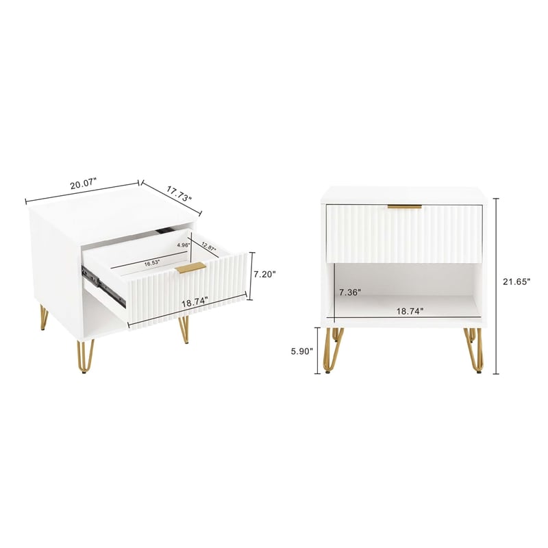 Manhattan Comfort DUMBO 1.0 Nightstand made from Engineered Wood - White