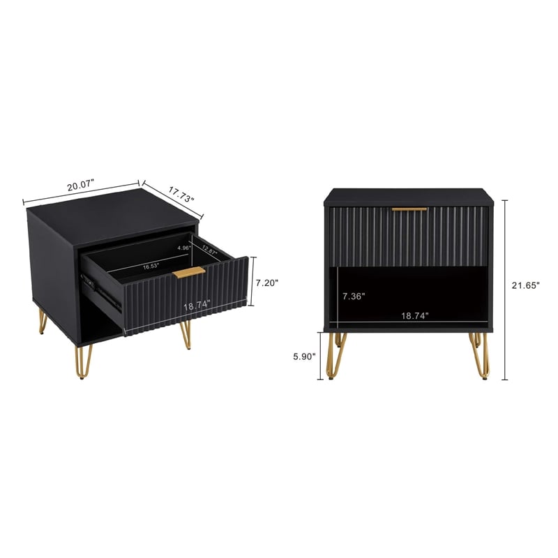 Manhattan Comfort DUMBO 1.0 Nightstand made from Engineered Wood - Black