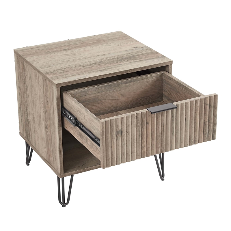 Manhattan Comfort DUMBO 1.0 Nightstand made from Engineered Wood - Rustic Gray