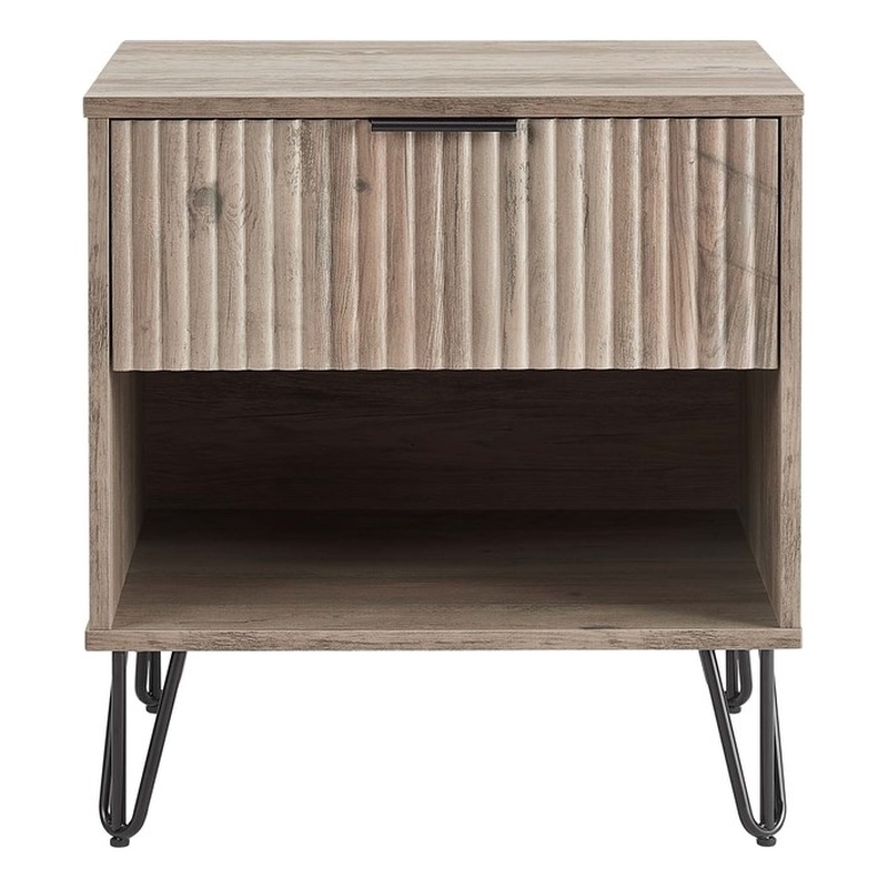 Manhattan Comfort DUMBO 1.0 Nightstand made from Engineered Wood - Rustic Gray