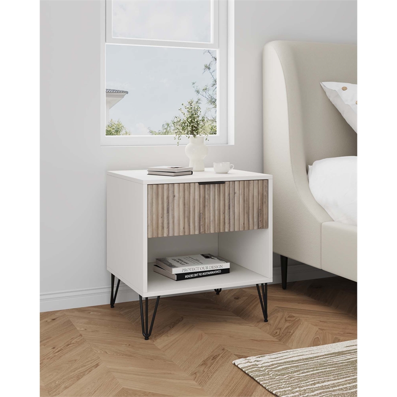 Manhattan Comfort DUMBO 1.0 Nightstand made from Engineered Wood - Off White