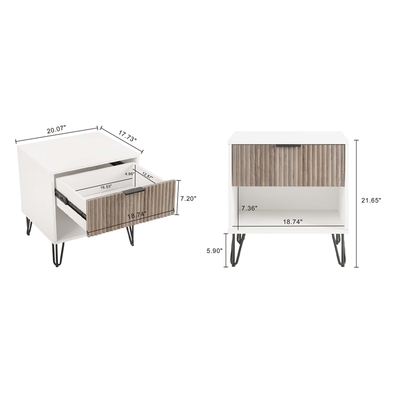 Manhattan Comfort DUMBO 1.0 Nightstand made from Engineered Wood - Off White