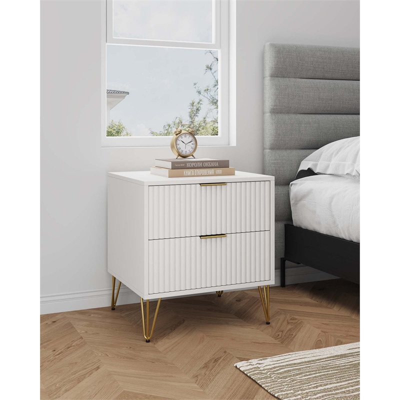 Manhattan Comfort DUMBO 2.0 Nightstand made from Engineered Wood - White