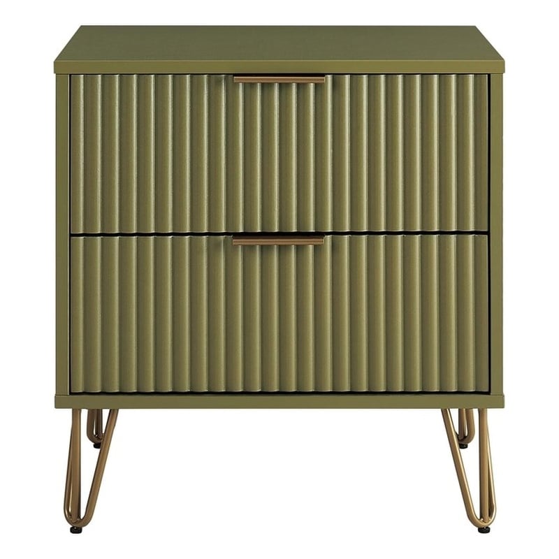 Manhattan Comfort DUMBO 2.0 Nightstand made from Engineered Wood - Olive Green