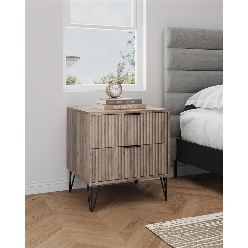 Manhattan Comfort DUMBO 2.0 Nightstand made from Engineered Wood - Rustic Gray