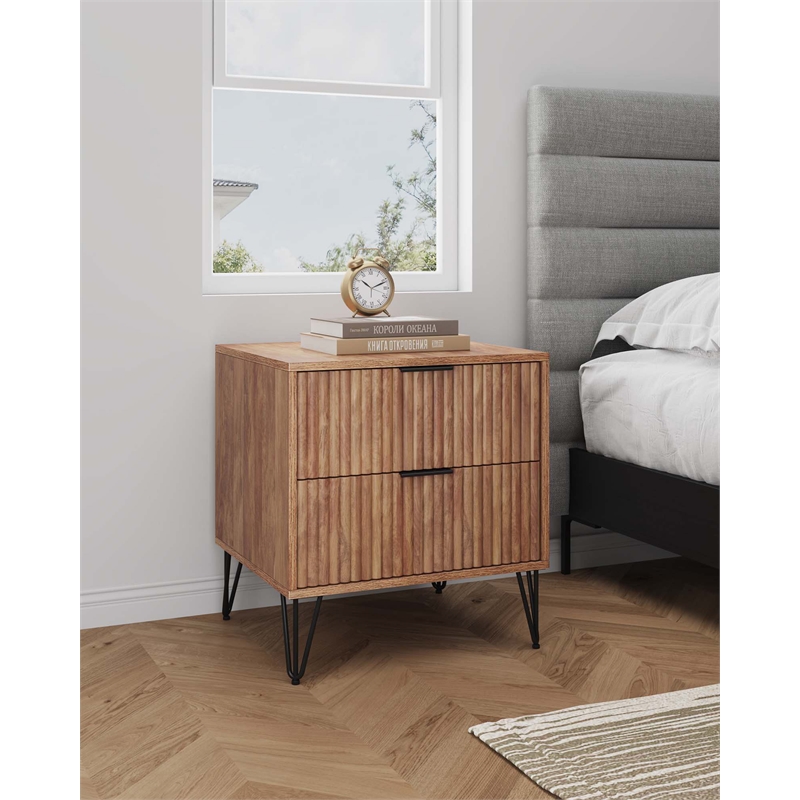 Manhattan Comfort DUMBO 2.0 Nightstand made from Engineered Wood - Golden Brown