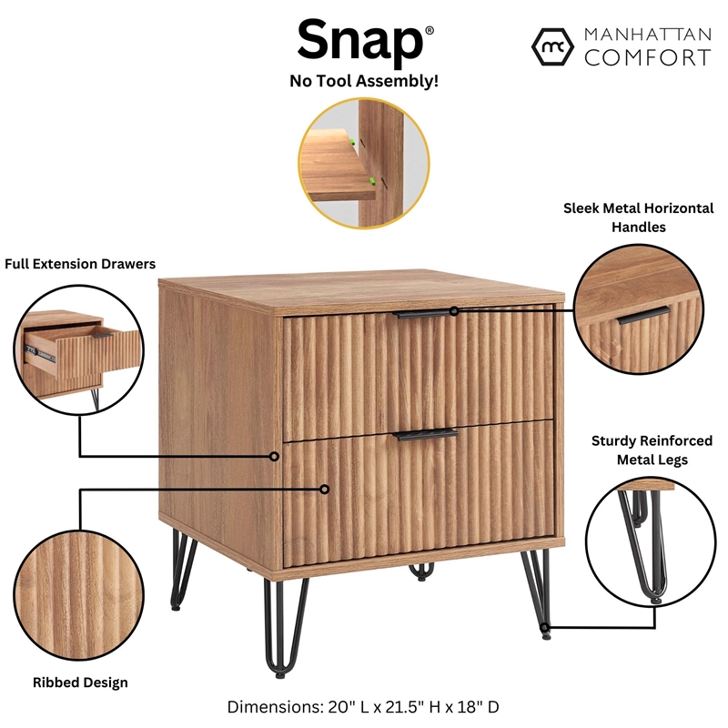 Manhattan Comfort DUMBO 2.0 Nightstand made from Engineered Wood - Golden Brown