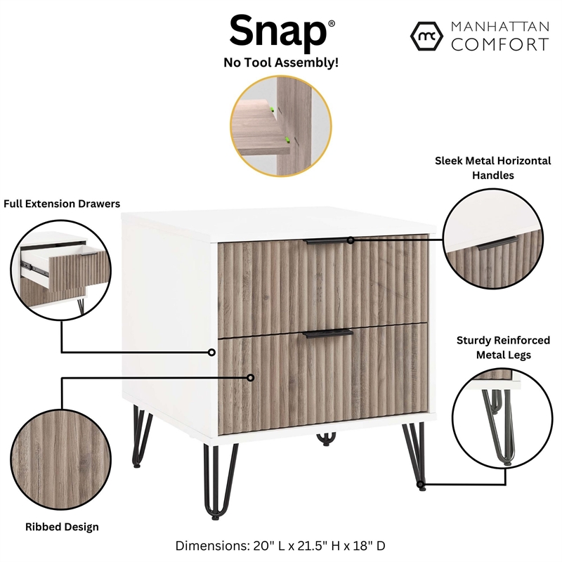 Manhattan Comfort DUMBO 2.0 Nightstand made from Engineered Wood - Mutli-Color