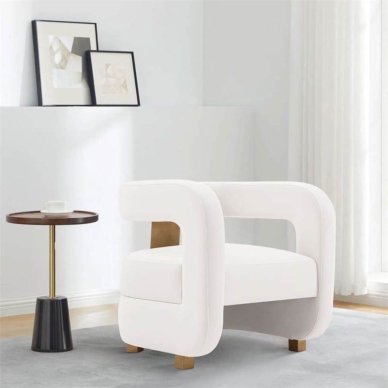 Manhattan Comfort Amirah Solid Wood Frame Accent Chair in White