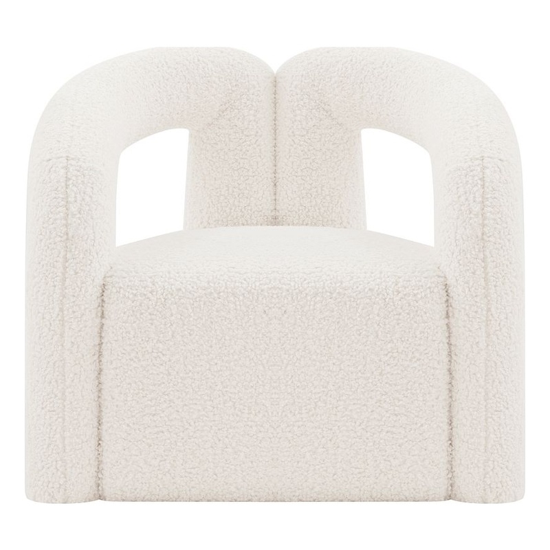 Manhattan Comfort Darian Solid Wood Frame Accent Chair in Cream