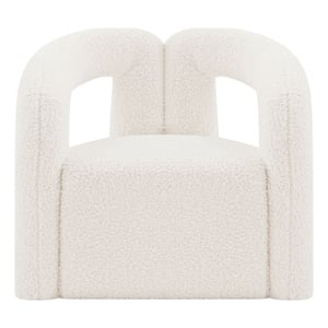 Manhattan Comfort Darian Solid Wood Frame Accent Chair in Cream