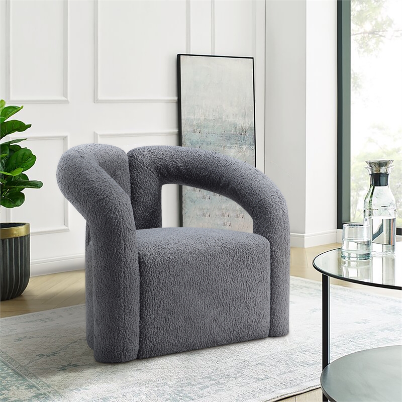 Manhattan Comfort Darian Solid Wood Frame Accent Chair in Gray