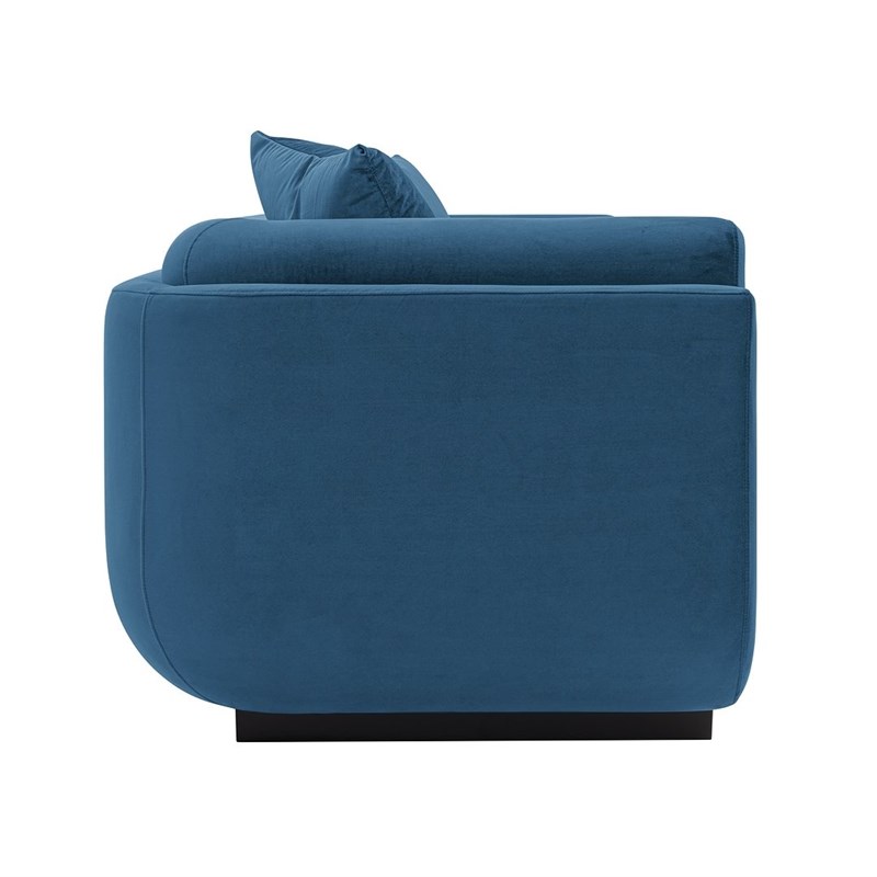 Manhattan Comfort Edmonda Sofa with Solid Wood Frame in Sapphire Blue