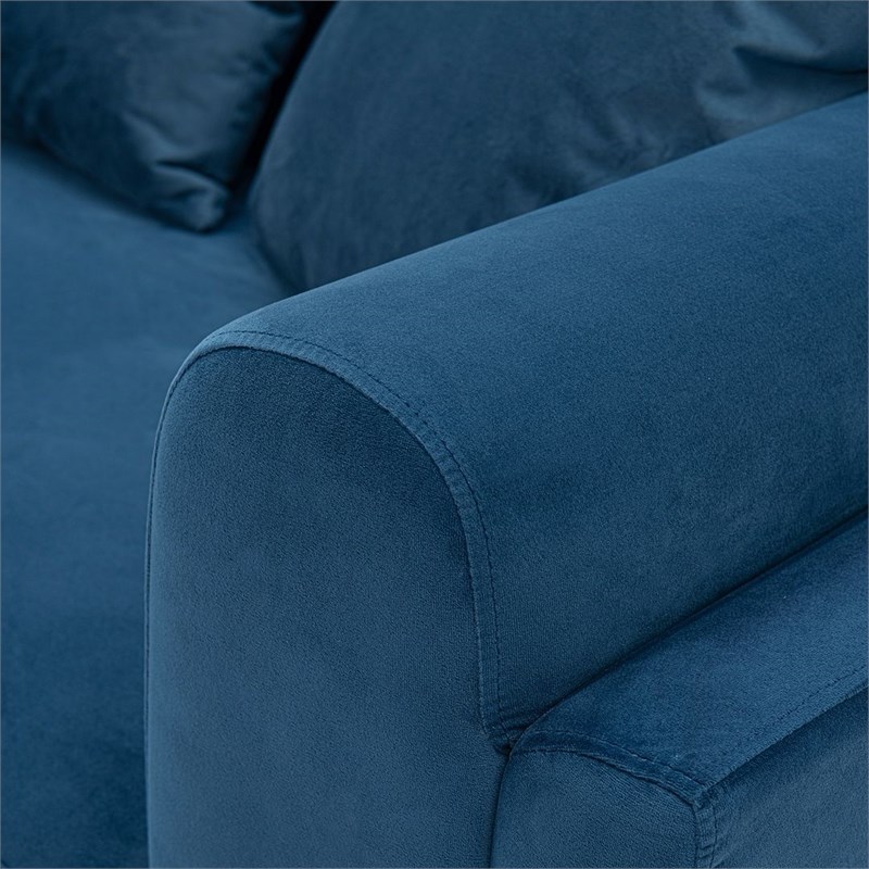 Manhattan Comfort Edmonda Sofa with Solid Wood Frame in Sapphire Blue