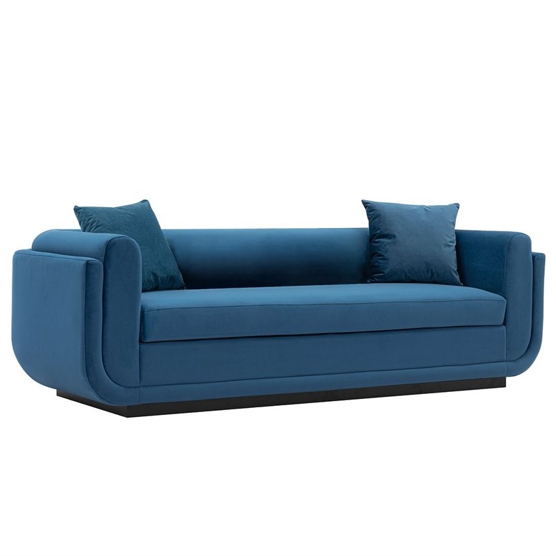 Manhattan Comfort Edmonda Sofa with Solid Wood Frame in Sapphire Blue