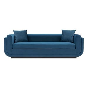 manhattan comfort edmonda sofa with solid wood frame in sapphire blue
