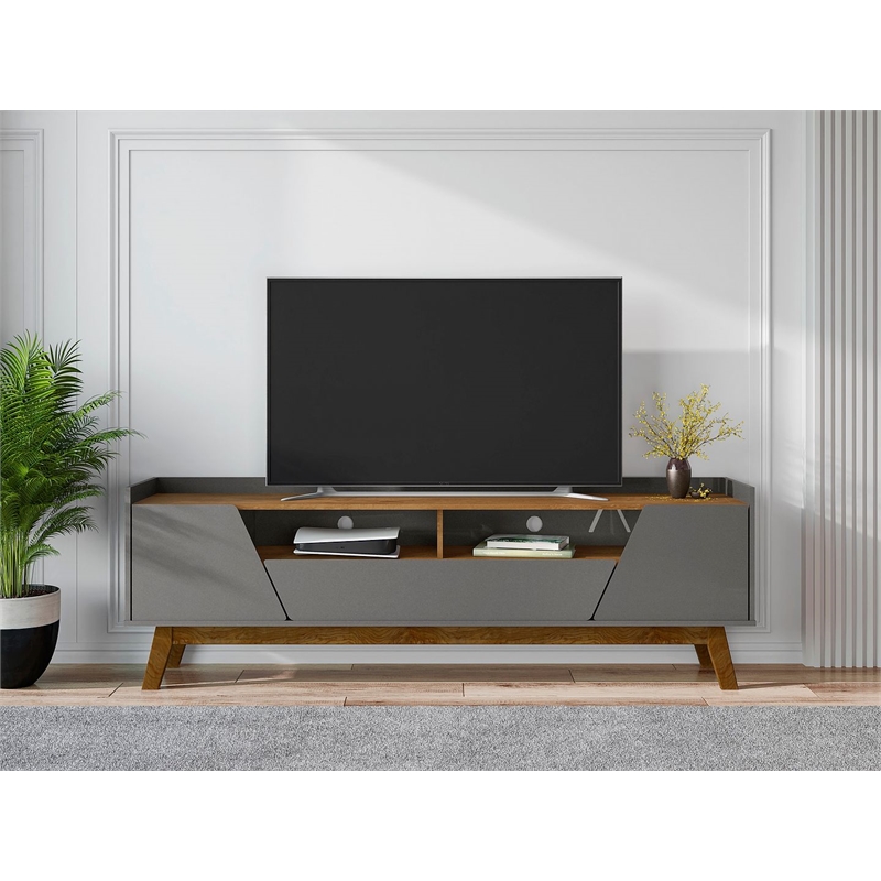 Manhattan Comfort Marcus 70.86 TV Stand from Engineered Wood in Gray