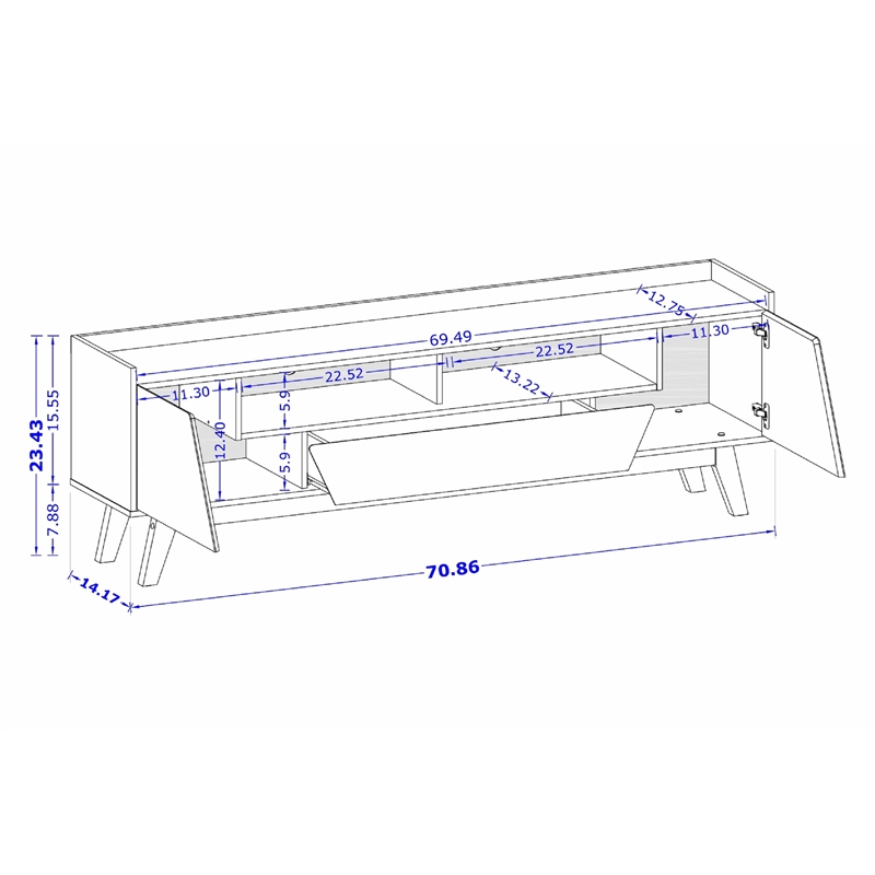 Manhattan Comfort Marcus 70.86 TV Stand from Engineered Wood in Gray