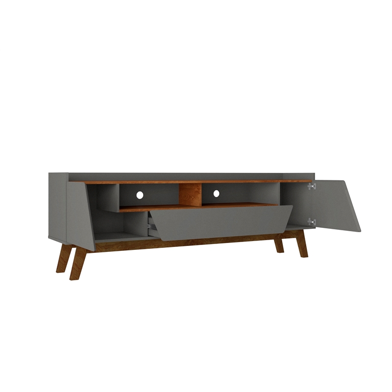 Manhattan Comfort Marcus 70.86 TV Stand from Engineered Wood in Gray