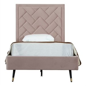 Manhattan Comfort Crosby Solid Wood Frame Twin-Size Bed in Blush