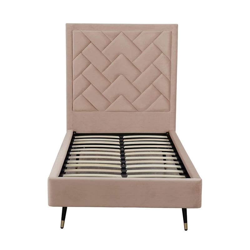 Manhattan Comfort Crosby Solid Wood Frame Twin-Size Bed in Cream