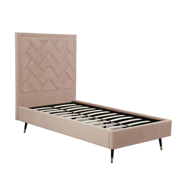 Manhattan Comfort Crosby Solid Wood Frame Twin-Size Bed in Cream