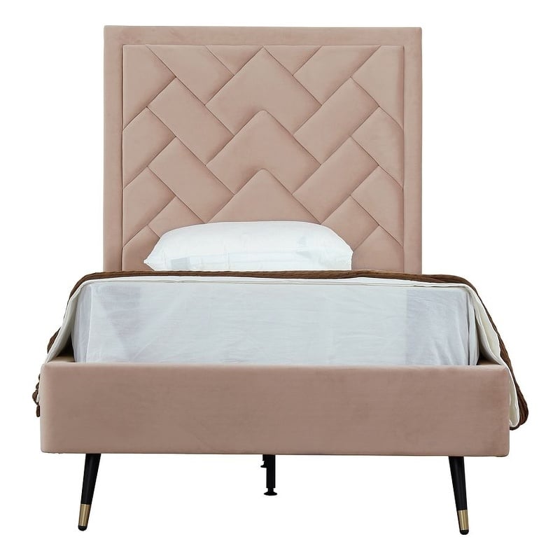 Manhattan Comfort Crosby Solid Wood Frame Twin-Size Bed in Cream