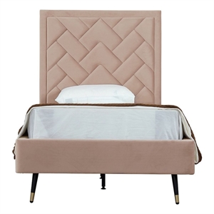 Manhattan Comfort Crosby Solid Wood Frame Twin-Size Bed in Cream
