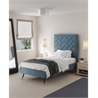 Manhattan Comfort Crosby Solid Wood Frame Twin-Size Bed in Blue