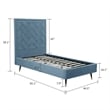 Manhattan Comfort Crosby Solid Wood Frame Twin-Size Bed in Blue