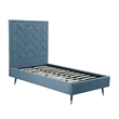 Manhattan Comfort Crosby Solid Wood Frame Twin-Size Bed in Blue