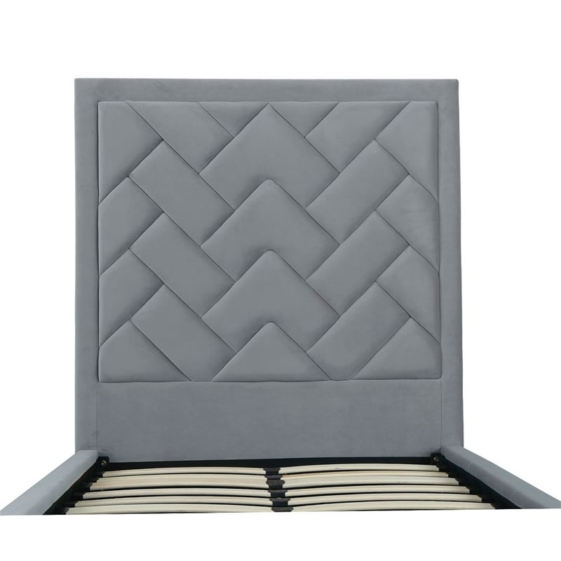 Manhattan Comfort Crosby Solid Wood Frame Twin-Size Bed in Gray