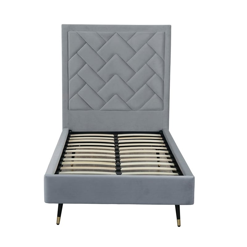 Manhattan Comfort Crosby Solid Wood Frame Twin-Size Bed in Gray