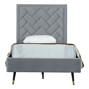 Manhattan Comfort Crosby Solid Wood Frame Twin-Size Bed in Gray