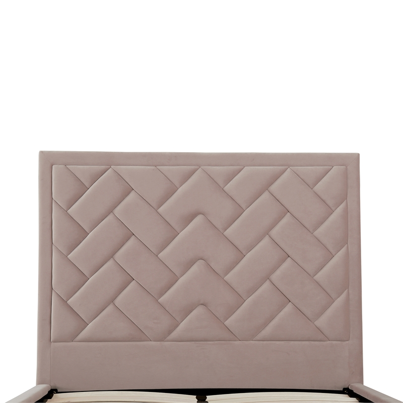 Manhattan Comfort Crosby Full-Size Bed with Solid Wood Frame in Blush