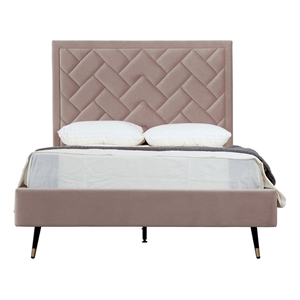 Manhattan Comfort Crosby Full-Size Bed with Solid Wood Frame in Blush