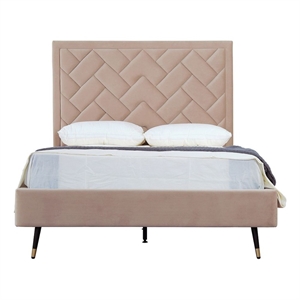 Manhattan Comfort Crosby Full-Size Bed with Solid Wood Frame in Cream