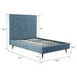 Manhattan Comfort Crosby Full-Size Bed with Solid Wood Frame in Blue