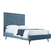 Manhattan Comfort Crosby Full-Size Bed with Solid Wood Frame in Blue