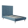 Manhattan Comfort Crosby Full-Size Bed with Solid Wood Frame in Blue