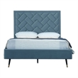 Manhattan Comfort Crosby Full-Size Bed with Solid Wood Frame in Blue