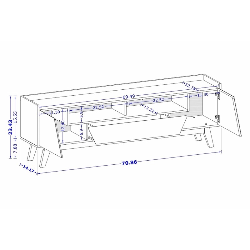 Manhattan Comfort Marcus 70.86 TV Stand from Engineered Wood in Beige and Nature
