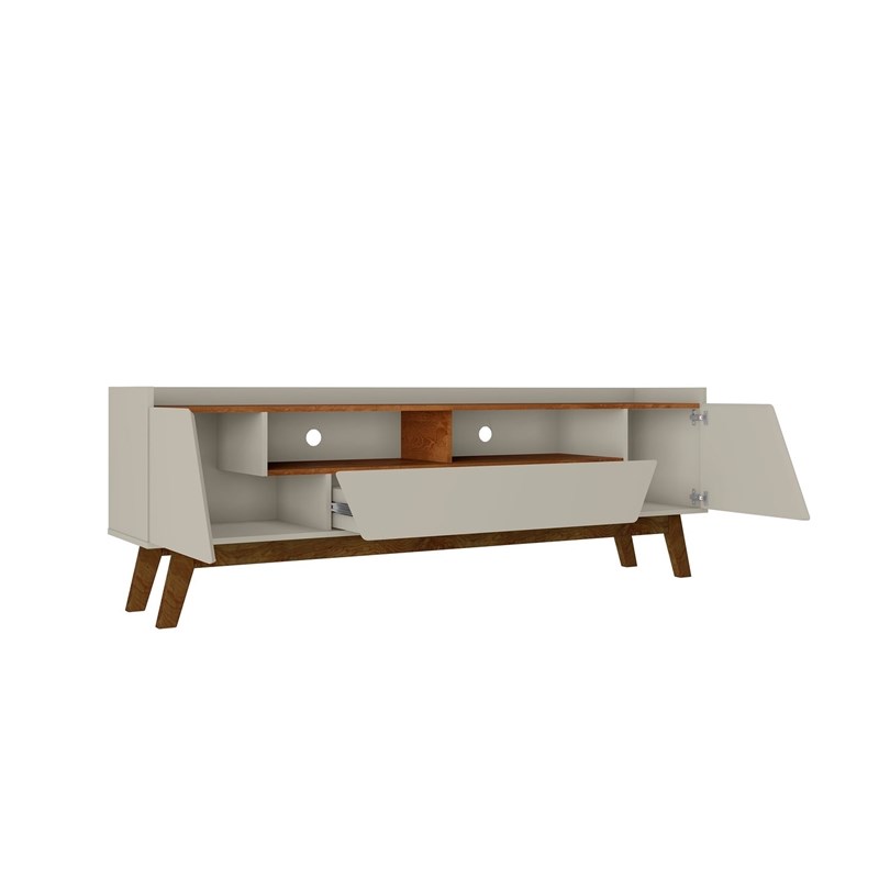 Manhattan Comfort Marcus 70.86 TV Stand from Engineered Wood in Beige and Nature