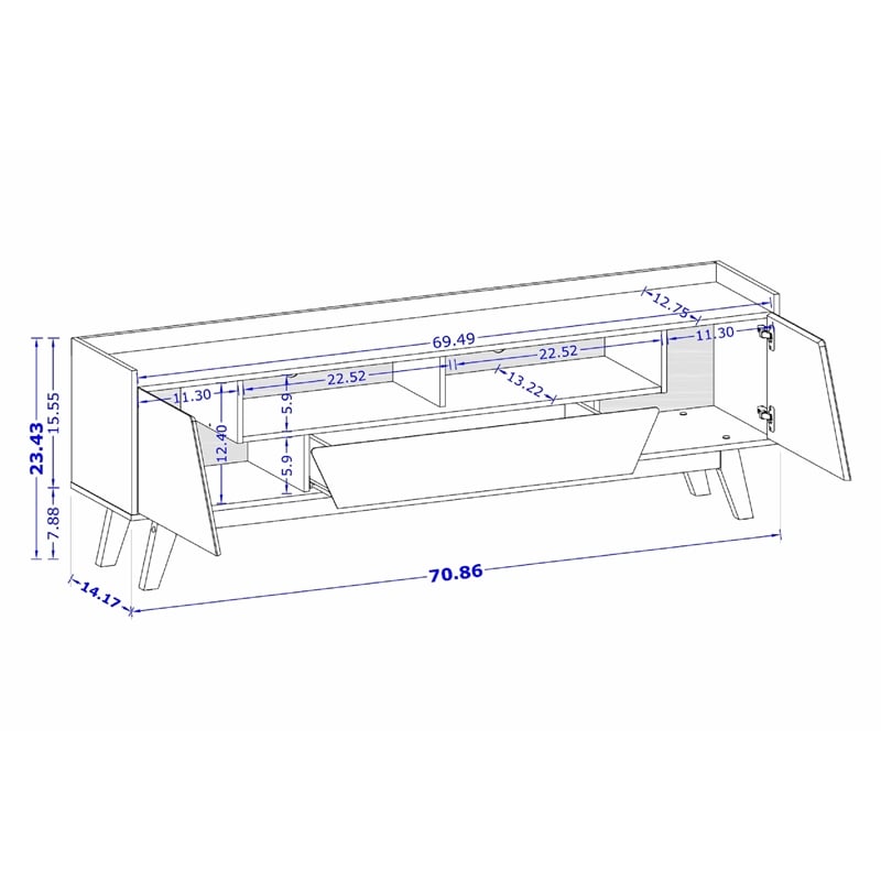 Manhattan Comfort Marcus 70.86 TV Stand from Engineered Wood in Rustic Brown