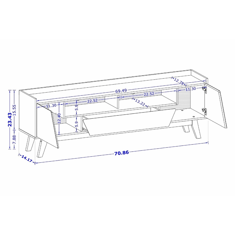 Manhattan Comfort Marcus 70.86 TV Stand from Engineered Wood in Matte Black