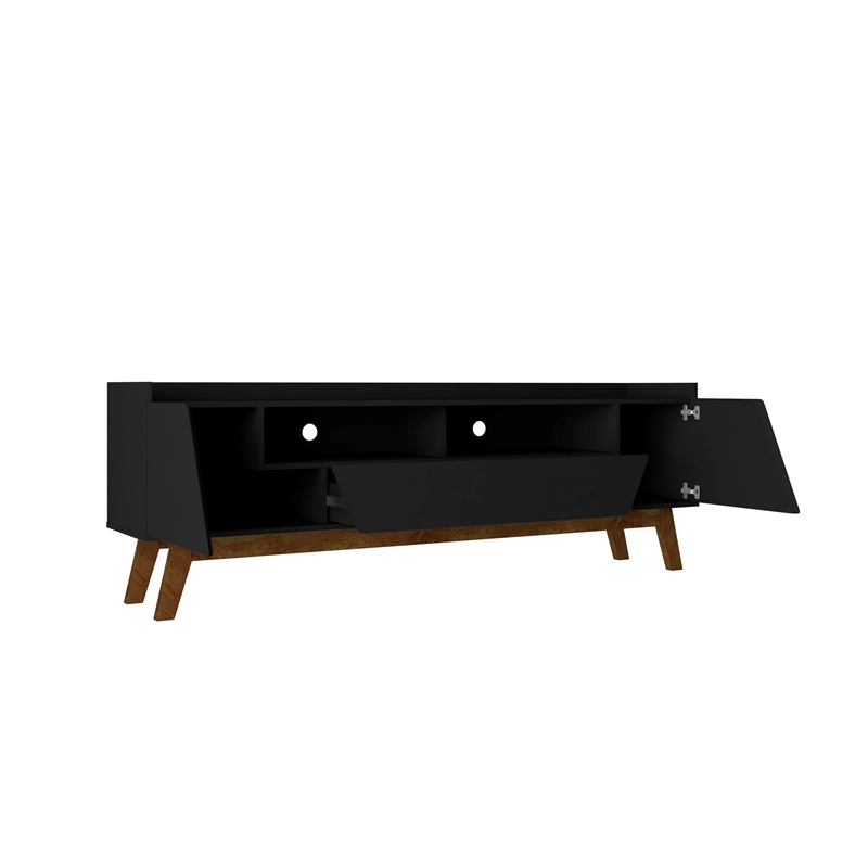 Manhattan Comfort Marcus 70.86 TV Stand from Engineered Wood in Matte Black